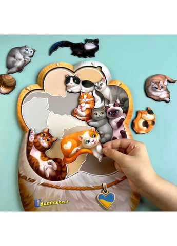 Деревянный пазл-вкладыш "Котики-муркотики" (ПСФ133) PSF133 Ubumblebees (372495687)