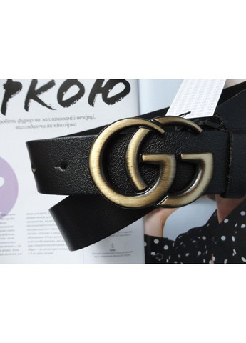 Жіночий ремінь шкіряний пряжка бронза чорний No Brand (369365078)