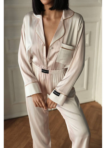 Рожева всесезон жіноча піжама | рожева з кантом сорочка + брюки Vital-Textile 1269