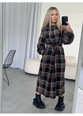 Темно-серое ✨ стильное платье-рубашка в клетку ✨ топ качество No Brand