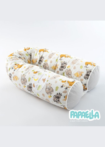 Захисні бортики-валики у дитяче ліжечко 2 шт ТM 60х15 см, 120х15 см бавовна обіймашки/сіра смужка (8-34533*005) PAPAELLA (313594480)