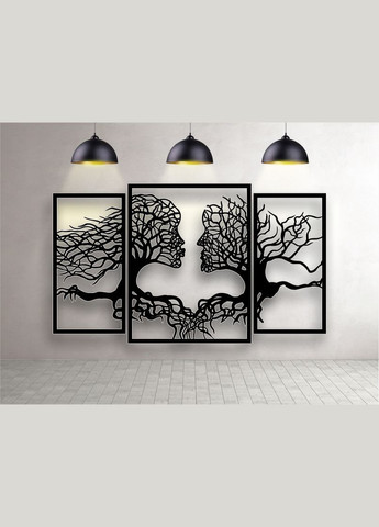 Панно 3D декоративне з об'ємом 15 мм для стін, з поцілунком чоловіка та жінки 100 х 60 см Чорний Декоинт (278288913)