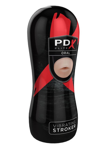 Мастурбатор-рот в черной колбе PDX Elite с вибрацией, телесный Pipedream (364196636)