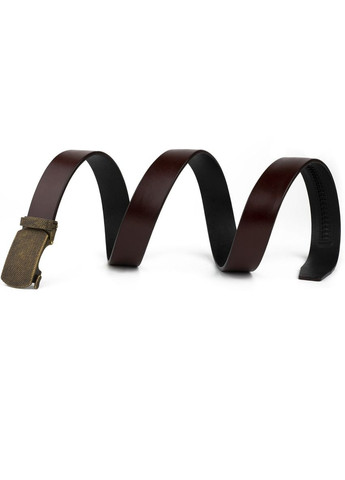 Чоловічий ремінь шкіряний із зернистою пряжкою автомат 20273 Коричневий Vintage (302972300)