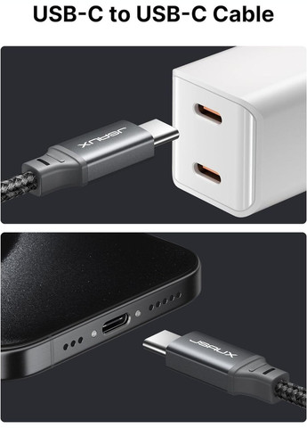 Кабель TypeC to Type-C 100W 2м Grey Jsaux (308849309)