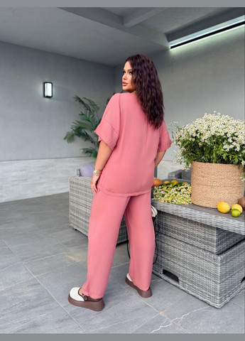 Женский легкий прогулочный костюм пудрового цвета 33406 No Brand (334878539)