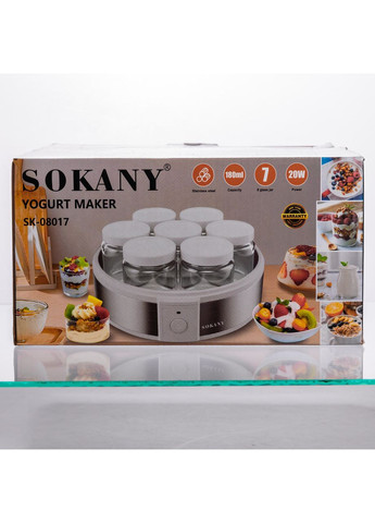 Йогуртниця електрична на 7 баночок по 180 (мл) апарат для приготування йогурту 20 Вт йогуртниця для дому SK-08017 Sokany (369623094)