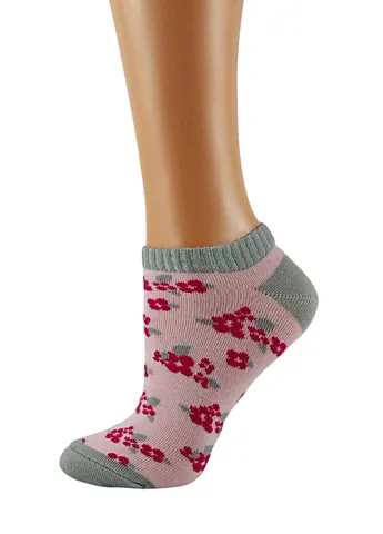 Темно-рожеві шкарпетки жіночі короткі демісезонні преміум ps Premier Socks квіткові (391731664)