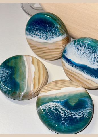 Деревянный набор для сервировки с эпоксидной смолой и морем KorriArt (315391433)