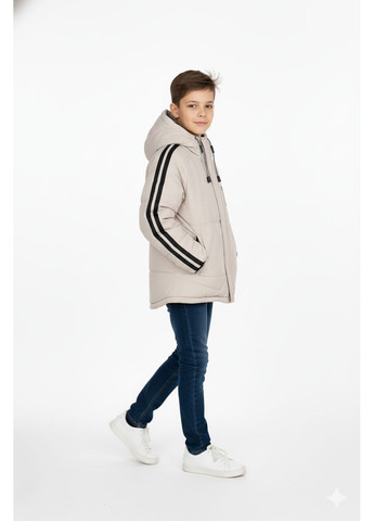 Бежевая демисезонная куртка для мальчика подростковая бежевая (2514) 150 No Brand