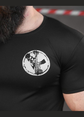 Тактическая потоотводящая футболка с принтом черная No Brand (321791022)