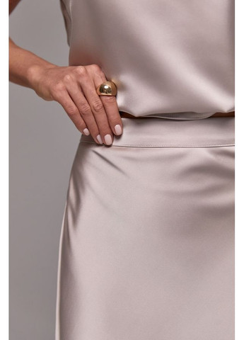 Бежевая праздничный юбка из шелка-сатина – плавный силуэт (3012) Triko Bakh