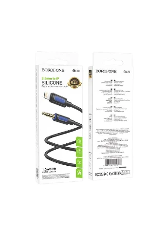 Аудиокабель BL20 True sound AUX 3.5 мм – Lightning 1 м черный Borofone (401876827)