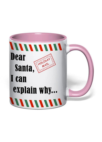 Чашка з друком "Dear Santa, I can explain why..." 330 мл (колір рожевий) (31550) No Brand (362506688)