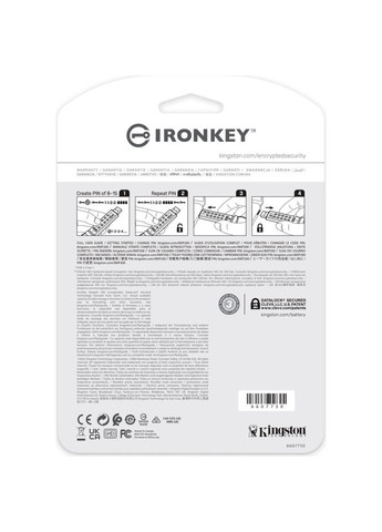 USB флэш-накопитель 128GB IronKey Keypad 200 AES256 Encrypted Blue USB 3.2 (IKKP200/128GB) Kingston (305319610)