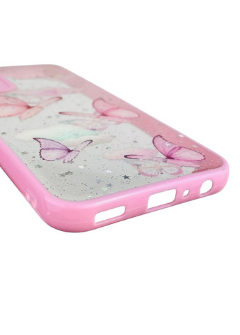 Чехол для Galaxy A24 (SM-A245F) с блёстками с бабочками на самсунг а24 розовый Samsung (366388150)