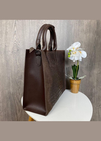 Жіноча сумка замшева через плече з ручками зміїний принт коричнева (sku_817КН) No Brand (330575665)