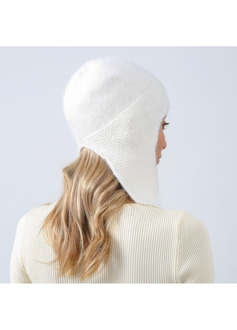 Шапка вушанка жіноча віскоза з ангорою біла БІА LuckyLOOK 886-858 (352690921)