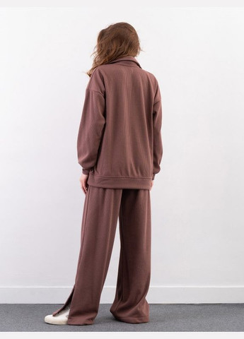 Свободный коричневый костюм с молниями на брюках ISSA PLUS (279559283)