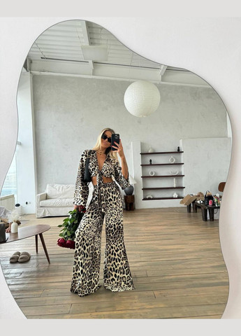 Женский костюм с леопардовым принтом софт принт No Brand (282430854)