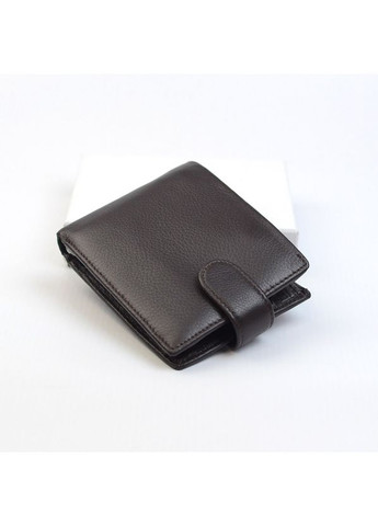 Коричневый мужской маленький кожаный кошелек портмоне на кнопке с зажимом для денег No Brand (360989545)