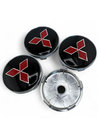 Ковпачки в диски Міцубісі заглушки для дисків 60/56 мм Чорні з червоним логотипом (4 шт.) No Brand (364958836)