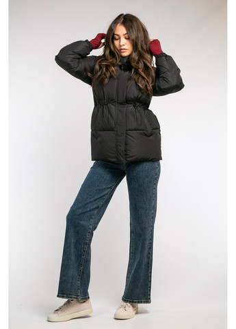 Чорна куртка зимова подовжена на затяжках ds CHICLY