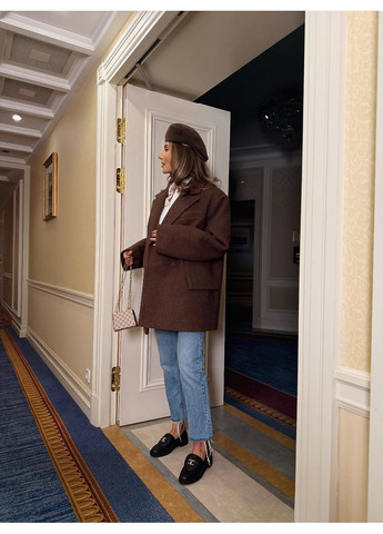 Коричневе Напівпальто MEXICO БУКЛЕ колір шоколад milirud