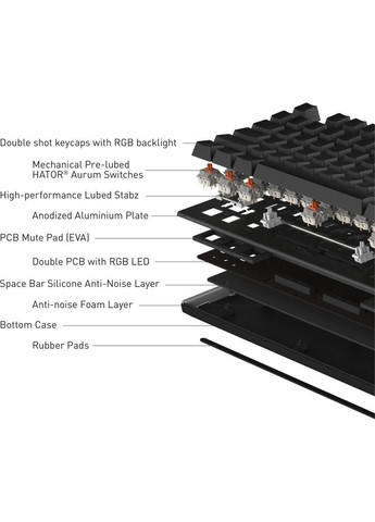 Клавіатура (m447884) Hator Gravity X TKL Orange USB White (369035787)