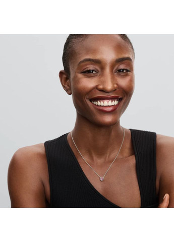 Серебряное Колье Пандора "Розовое сердце" 398425C02 Kabluchka (355462784)