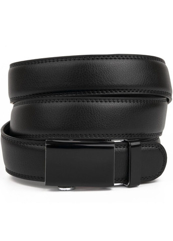 Чоловічий ремінь шкіряний з подвійним рядком тонкий 20312 Чорний Vintage (302972127)