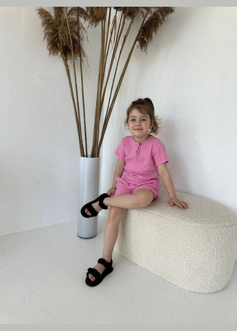 Рожевий літній дитячий костюм унісекс з шортами Style Point