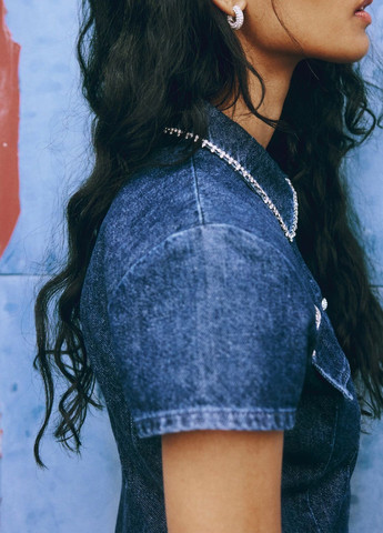 Темно-синя сукня H&M однотонна