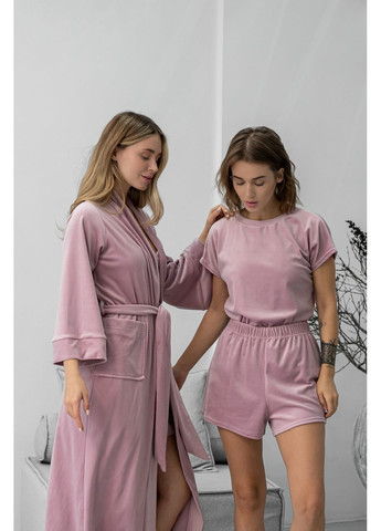 Пудровый комплект женский четверка халат рубашка футболка шорты jessica collection s-m No Brand