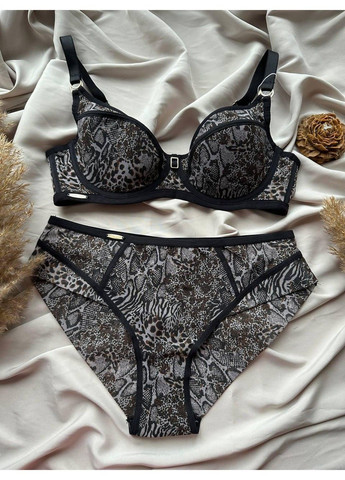 Серый комплект бюстгальтер мягкая чашка + трусики слип 11506 серый Lanny Mode