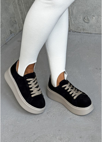 Кроссовки casual черный замш InFashion Кросівки чёрные (358883991)