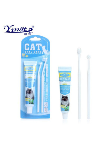 Набір для догляду за ротовою порожниною для кішок (зубна паста + 2 щітки) No Brand (323234714)
