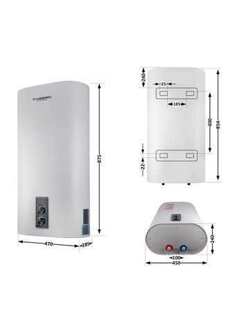 Водонагрівач електричний 50 л плоский вертикальний, мокрий ТЕН 2 кВт (0,8+1,2) DT50V20G(PD)/2 Thermo Alliance (349512659)