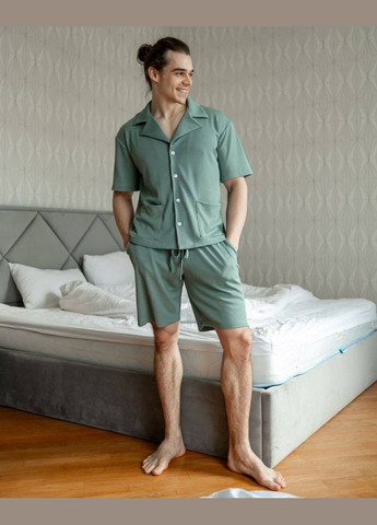Мужской пижамный костюм цвет зеленый р.L 453363 New Trend (286330030)