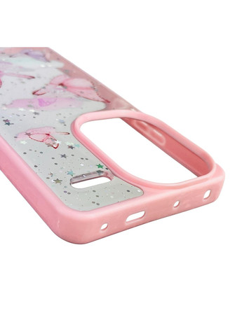 Чохол для Redmi Note 13 Pro Plus з блискітками з метеликами на сяомі редмі нот 13 про плюс рожевий Xiaomi (366390548)