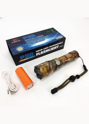 Ліхтарик ручний тактичний BL-P511M-P90 камуфляж, супер яскравий ліхтарик, потужний кишеньковий ліхтарик Bailong (364665640)