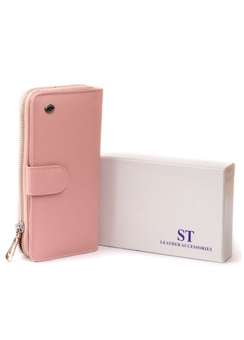 Вертикальний місткий гаманець зі шкіри жіночий 19303 Рожевий st leather (329149853)