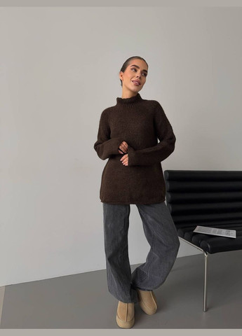 Коричневый демисезонный свитер женский No Brand