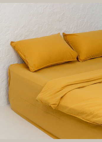 Комплект белья из вареного хлопка Curry евро-макси, Простыня с резинкой 200х200 Leglo (300371016)