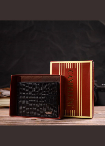 Невеликий фактурний чоловічий гаманець із натуральної шкіри з тисненням 21748 Canpellini (331908202)