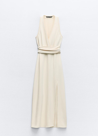 Молочное вечернее платье Zara однотонное