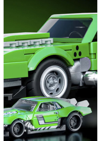 Коллекционная машинка-конструктор - "Camaro" серии "Speed" Mattel Brick Shop цвет зеленый CB-00285844 Hot Wheels (362025263)
