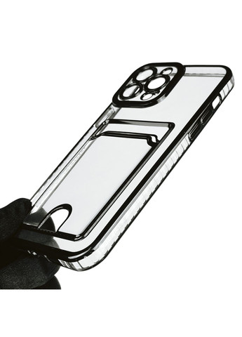 Чохол для iPhone 13 Pro Max із чорною окантовкою з кишенькою для карток на айфон 13 про макс чорний Apple (366020586)