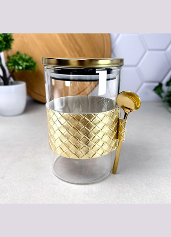 Скляна банка з металевою кришкою 950 мл + ложка Золото Altin No Brand (314963356)