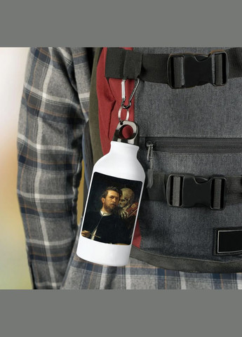 Фляга (пляшка) для води з карабіном 500 мл Металева (Туристична, Для кемпінгу, Для спорту) #169 500 мл Білий No Brand (323639568)